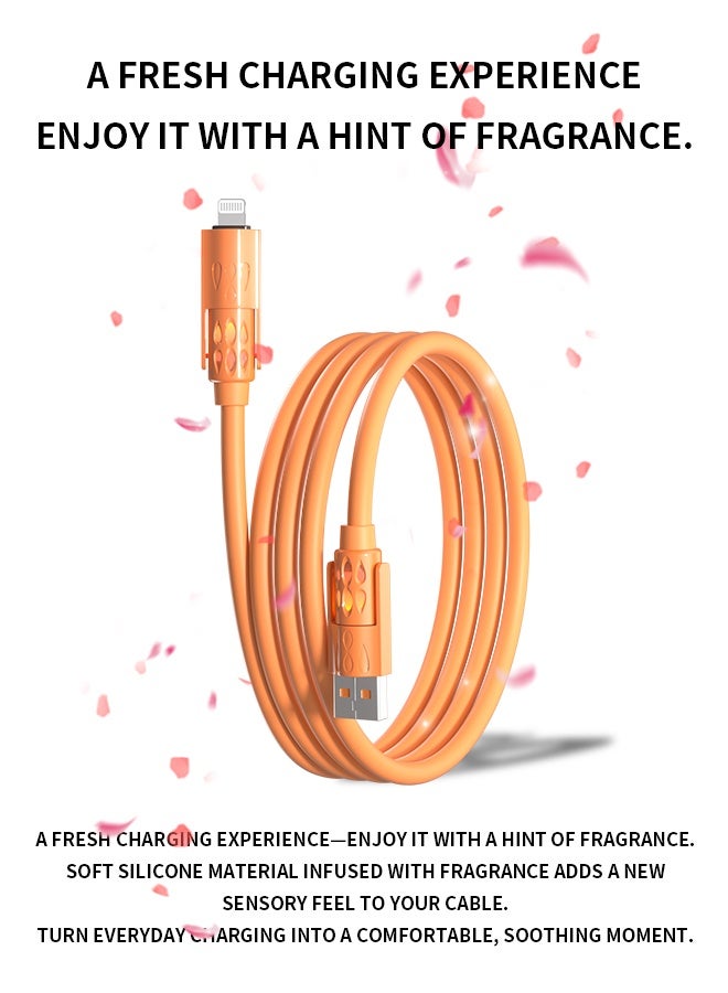 وابيك كابل شحن سريع 4 في 1 من علامة كورية، قوة 60 واط، USB-A و Type-C إلى Type-C / Lightning، سيليكون سائل، نقل بيانات 480Mbps، برتقالي - Image 3